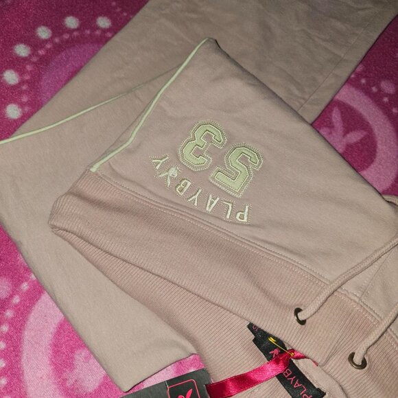 Rare Playboy Bunny Playmate 53 Embroidered Low Rise Track Pants - Picture 6 of 7